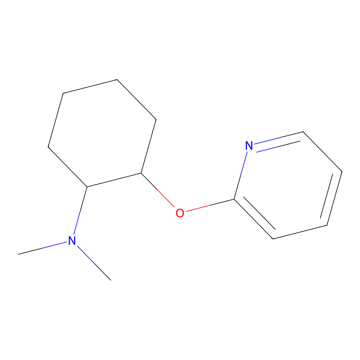 N,N-dimethyl-2-(pyridin-2-yloxy)cyclohexan-1-amine molecular structure, CAS 2197640-40-5
