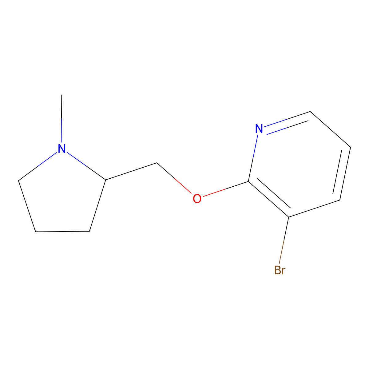3-Bromo-2-[(1-methylpyrrolidin-2-yl)methoxy]pyridine molecular structure, CAS 2197640-65-4