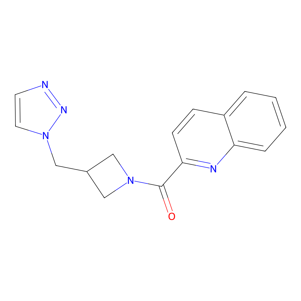 2-{3-[(1H-1,2,3-triazol-1-yl)methyl]azetidine-1-carbonyl}quinoline molecular structure, CAS 2197642-92-3