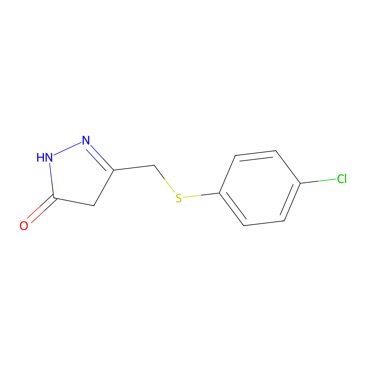 5-(((4-Chlorophenyl)thio)methyl)-2,4-dihydro-3H-pyrazol-3-one molecular structure, CAS 219765-67-0