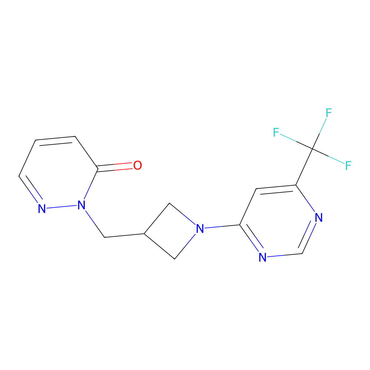 2-({1-[6-(Trifluoromethyl)pyrimidin-4-yl]azetidin-3-yl}methyl)-2,3-dihydropyridazin-3-one molecular structure, CAS 2197666-47-8