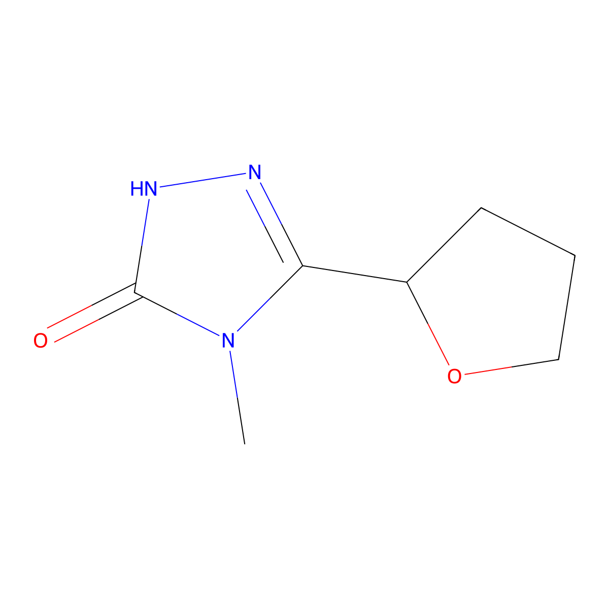 4-methyl-3-(oxolan-2-yl)-4,5-dihydro-1H-1,2,4-triazol-5-one molecular structure, CAS 2197668-16-7