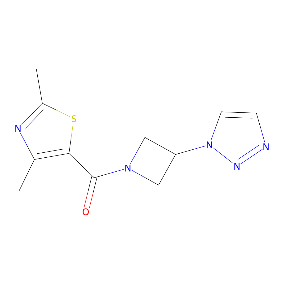(3-(1H-1,2,3-triazol-1-yl)azetidin-1-yl)(2,4-dimethylthiazol-5-yl)methanone molecular structure, CAS 2197683-22-8