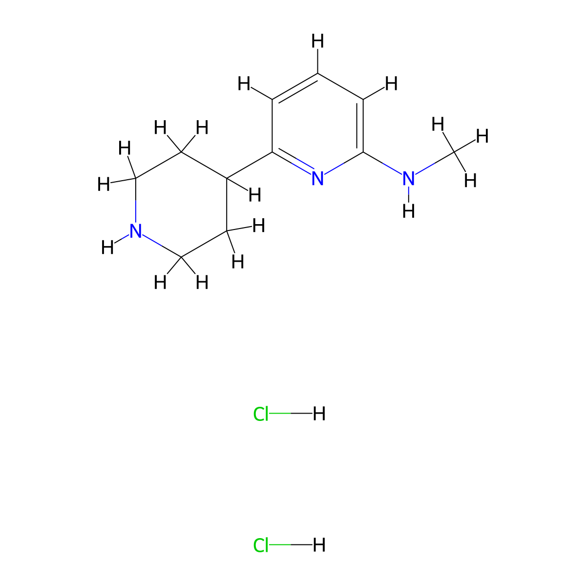 N-Methyl-6-(piperidin-4-yl)pyridin-2-amine dihydrochloride molecular structure, CAS 2197685-84-8