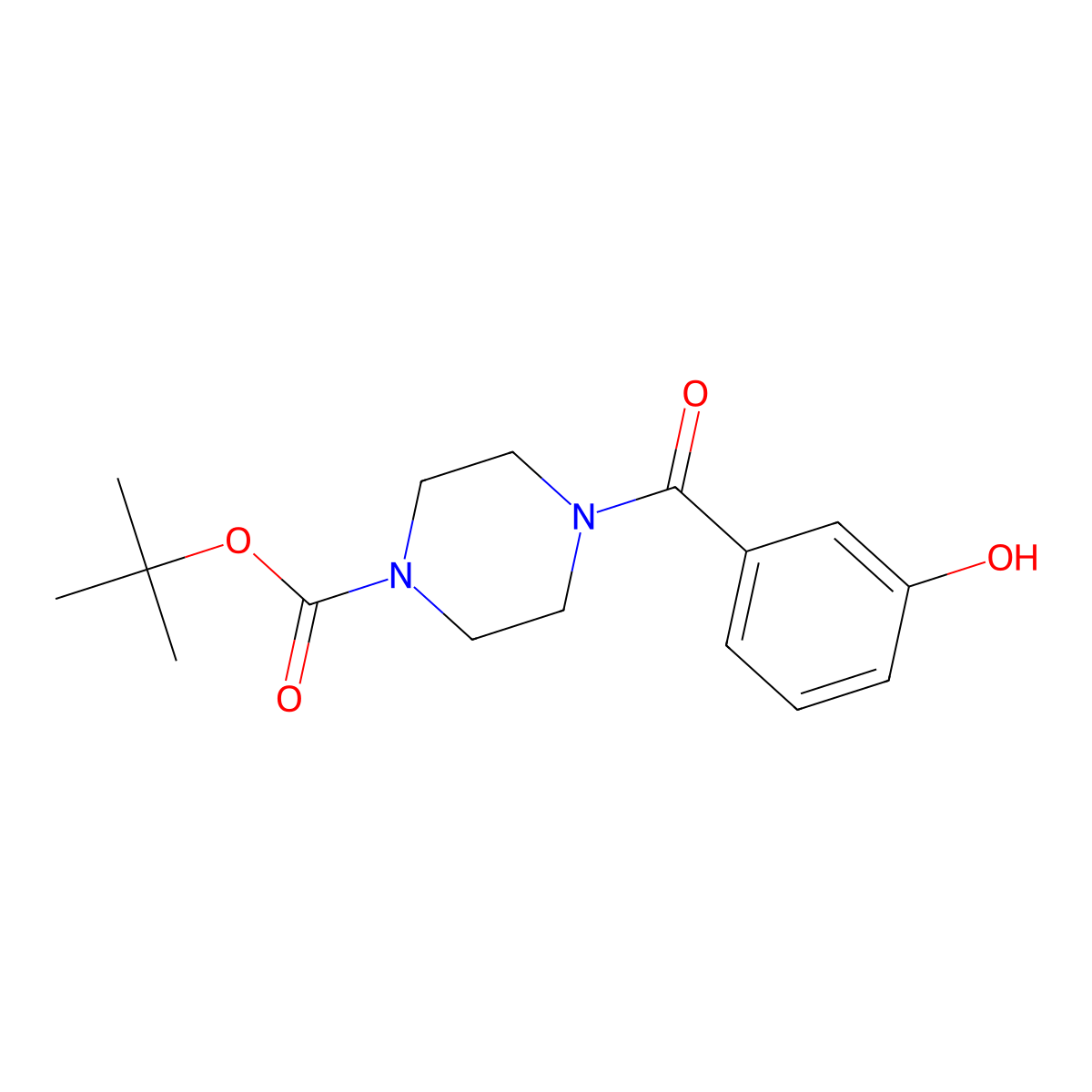 Tert-butyl 4-(3-hydroxybenzoyl)piperazine-1-carboxylate molecular structure, CAS 219770-48-6