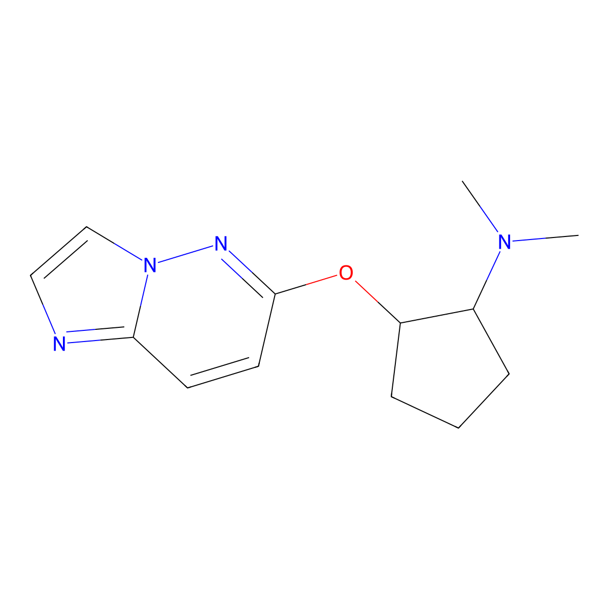 2-{imidazo[1,2-b]pyridazin-6-yloxy}-N,N-dimethylcyclopentan-1-amine molecular structure, CAS 2197711-08-1