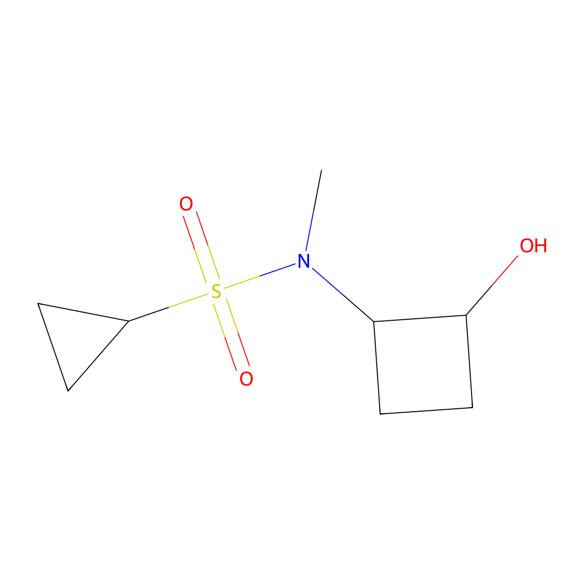 N-(2-hydroxycyclobutyl)-N-methylcyclopropanesulfonamide molecular structure, CAS 2197712-41-5