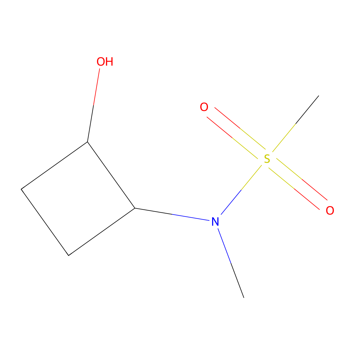N-(2-hydroxycyclobutyl)-N-methylmethanesulfonamide molecular structure, CAS 2197713-49-6