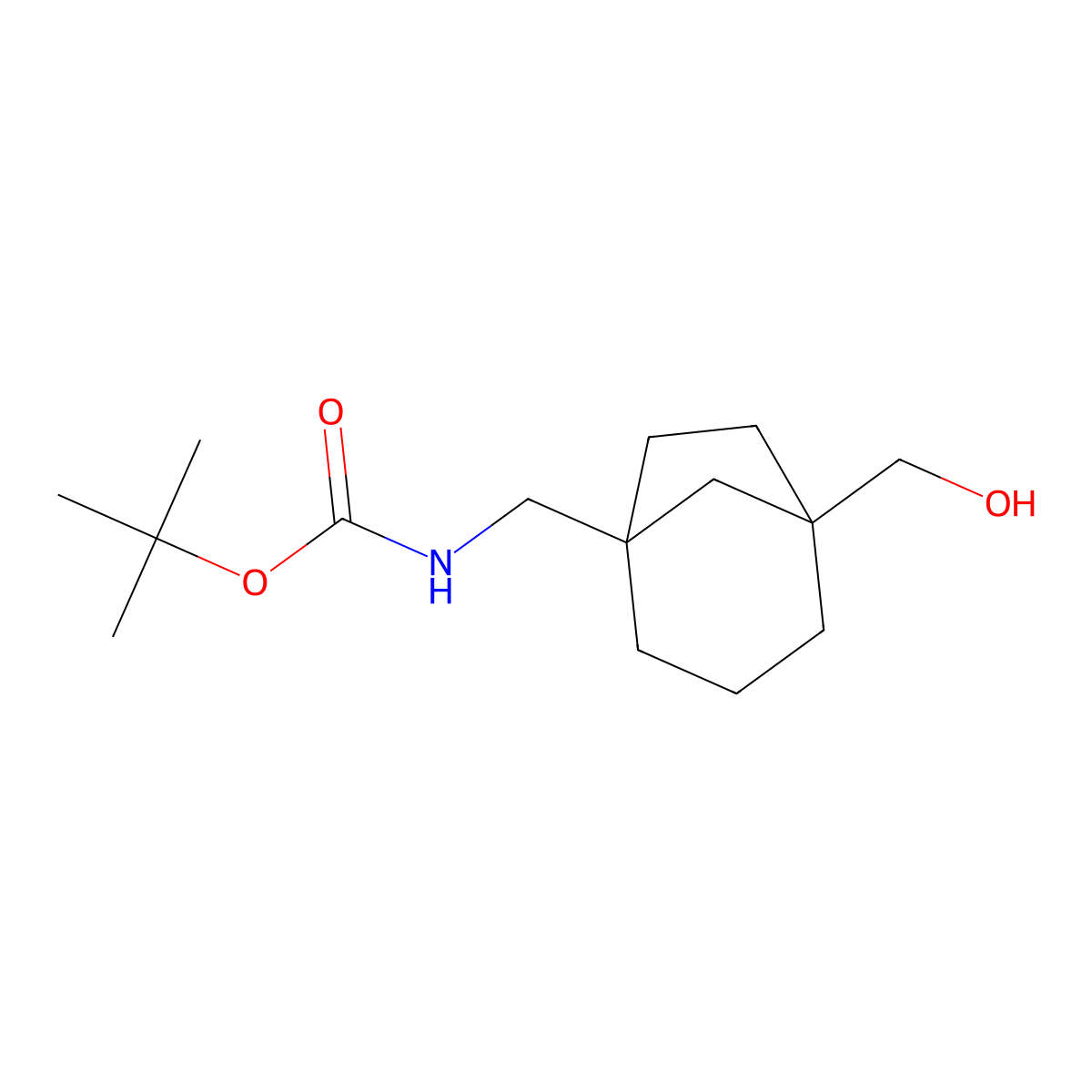 Tert-butyl ((5-(hydroxymethyl)bicyclo[3.2.1]octan-1-yl)methyl)carbamate molecular structure, CAS 2197714-93-3