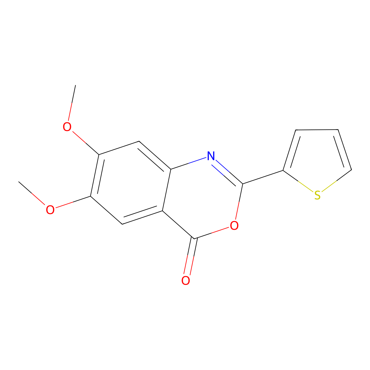 6,7-dimethoxy-2-(2-thienyl)-4H-3,1-benzoxazin-4-one molecular structure, CAS 219773-69-0