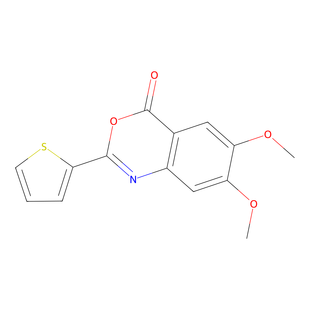 6,7-dimethoxy-2-(2-thienyl)-4H-3,1-benzoxazin-4-one molecular structure, CAS 219773-69-0