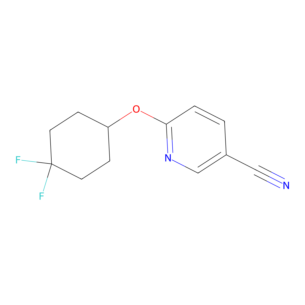6-[(4,4-Difluorocyclohexyl)oxy]pyridine-3-carbonitrile molecular structure, CAS 2197734-99-7