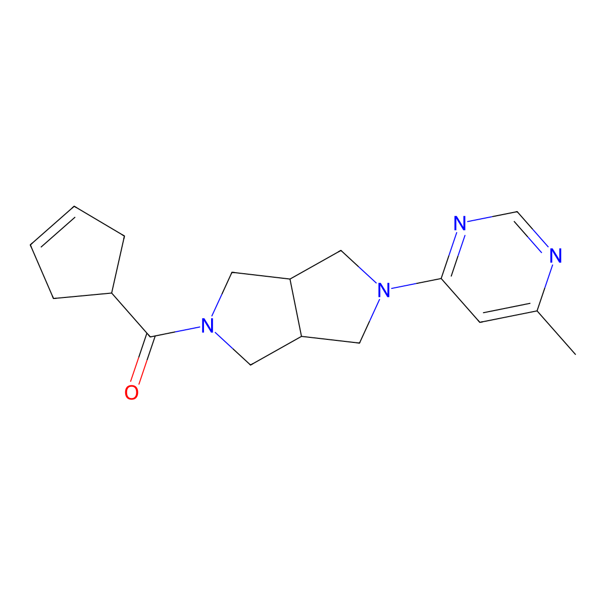 4-[5-(Cyclopent-3-ene-1-carbonyl)-octahydropyrrolo[3,4-c]pyrrol-2-yl]-6-methylpyrimidine molecular structure, CAS 2197735-48-9