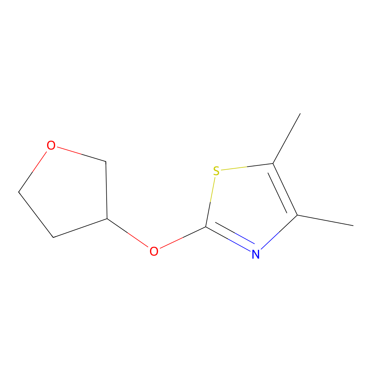 4,5-Dimethyl-2-(oxolan-3-yloxy)-1,3-thiazole molecular structure, CAS 2197735-67-2