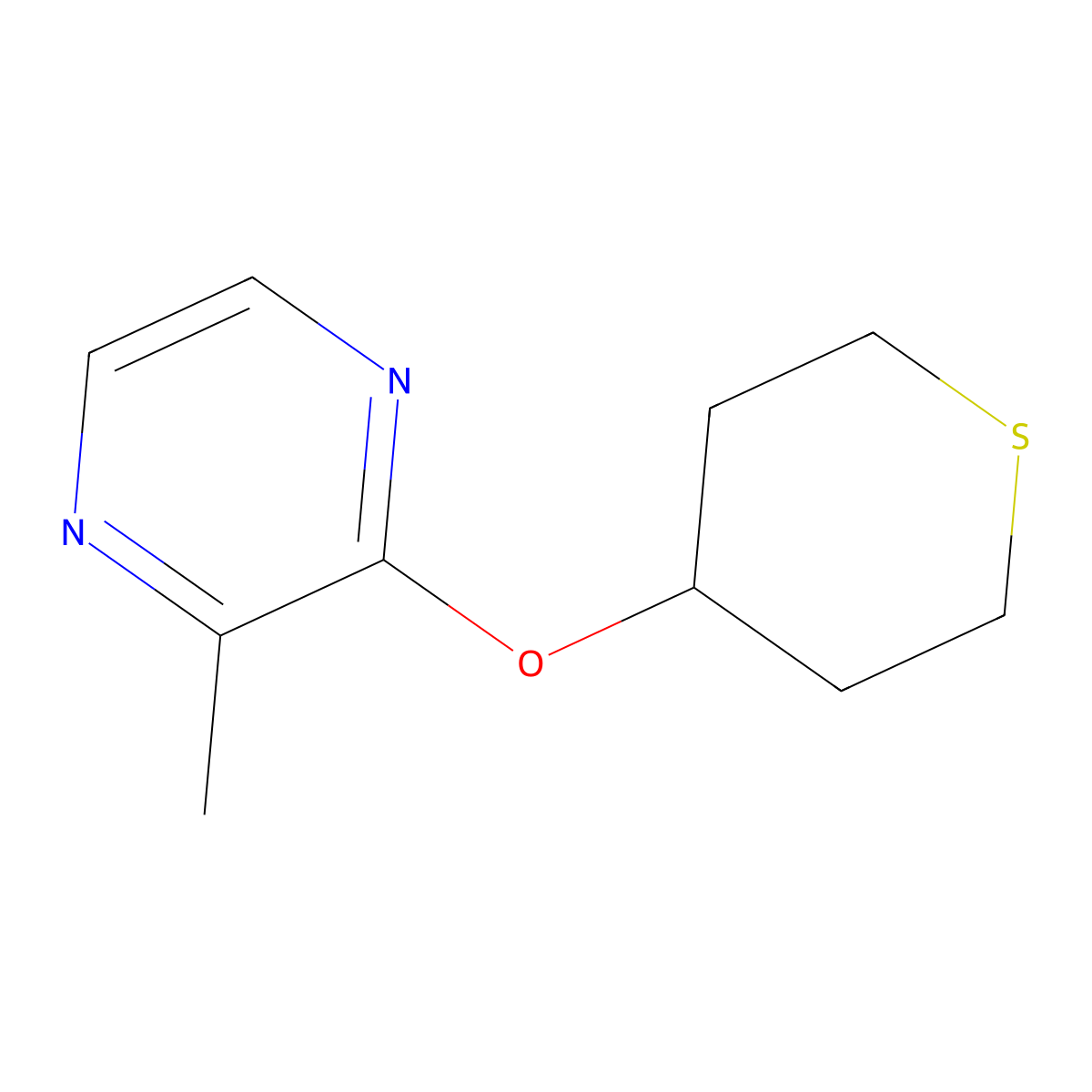 2-Methyl-3-(thian-4-yloxy)pyrazine molecular structure, CAS 2197735-73-0
