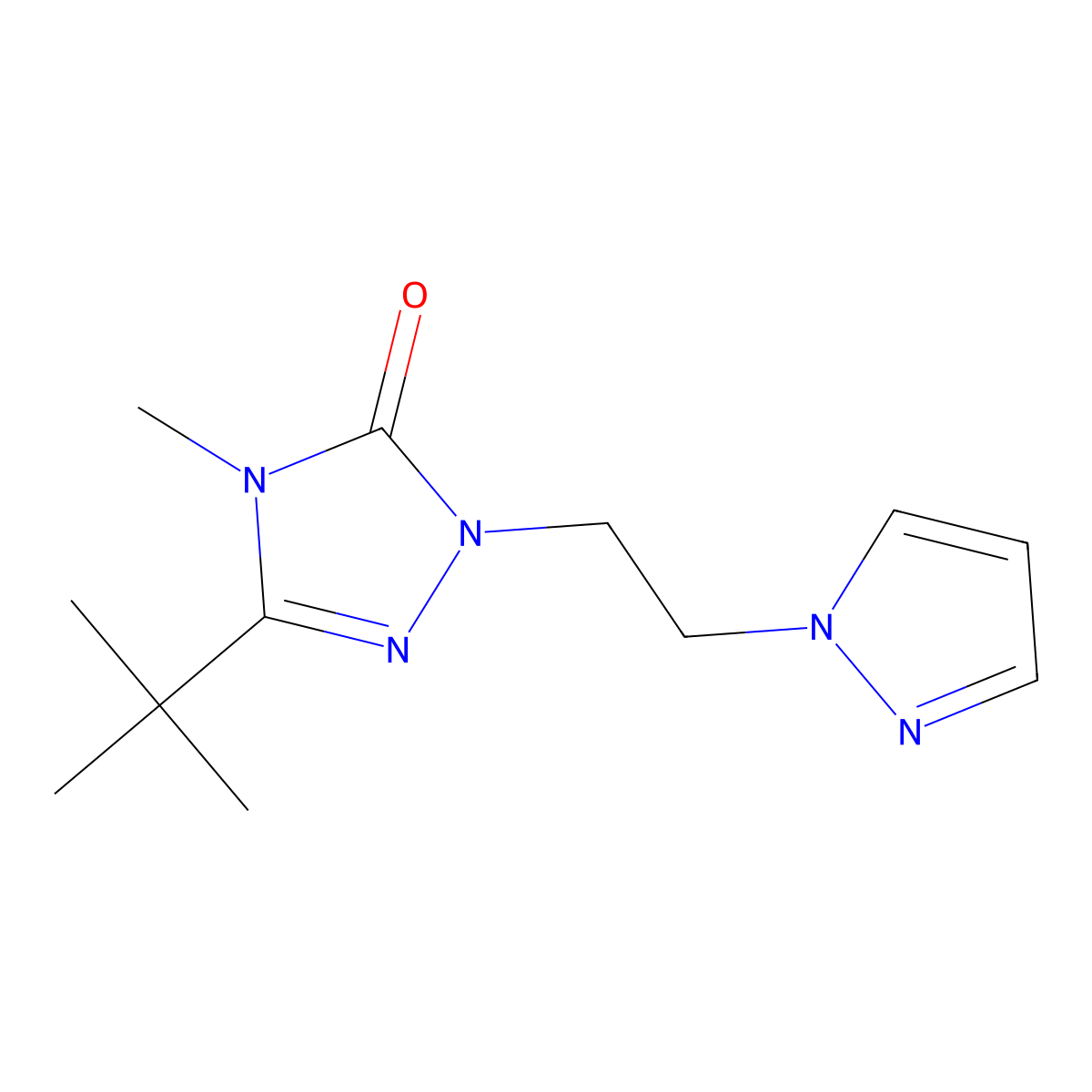 3-tert-butyl-4-methyl-1-[2-(1H-pyrazol-1-yl)ethyl]-4,5-dihydro-1H-1,2,4-triazol-5-one molecular structure, CAS 2197735-88-7