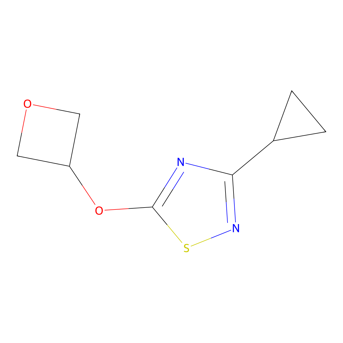 3-Cyclopropyl-5-(oxetan-3-yloxy)-1,2,4-thiadiazole molecular structure, CAS 2197736-28-8