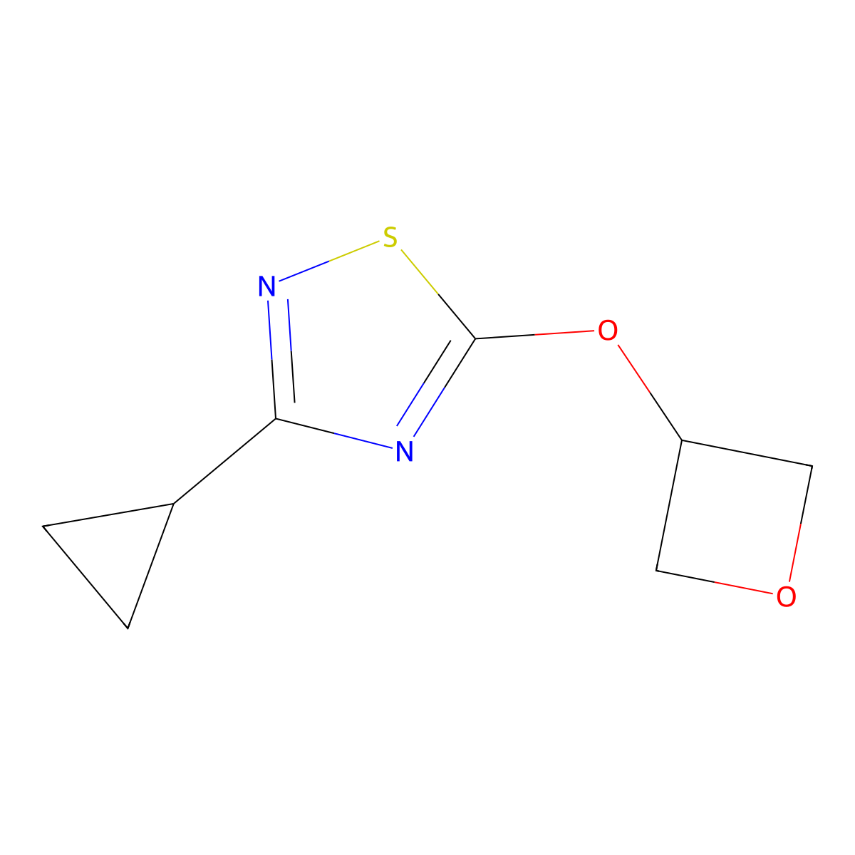 3-Cyclopropyl-5-(oxetan-3-yloxy)-1,2,4-thiadiazole molecular structure, CAS 2197736-28-8