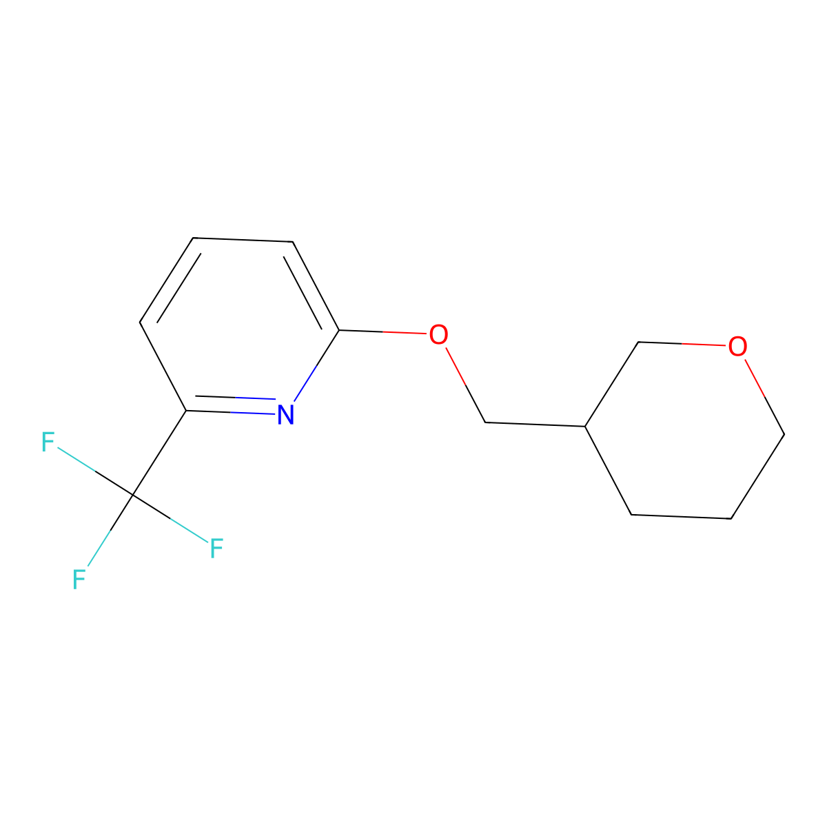 2-[(Oxan-3-yl)methoxy]-6-(trifluoromethyl)pyridine molecular structure, CAS 2197736-94-8
