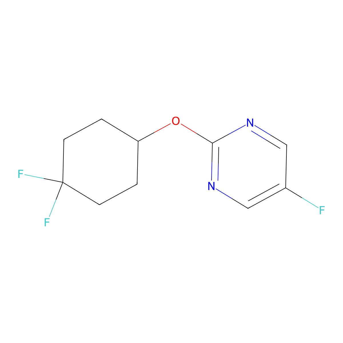 2-[(4,4-Difluorocyclohexyl)oxy]-5-fluoropyrimidine molecular structure, CAS 2197737-69-0