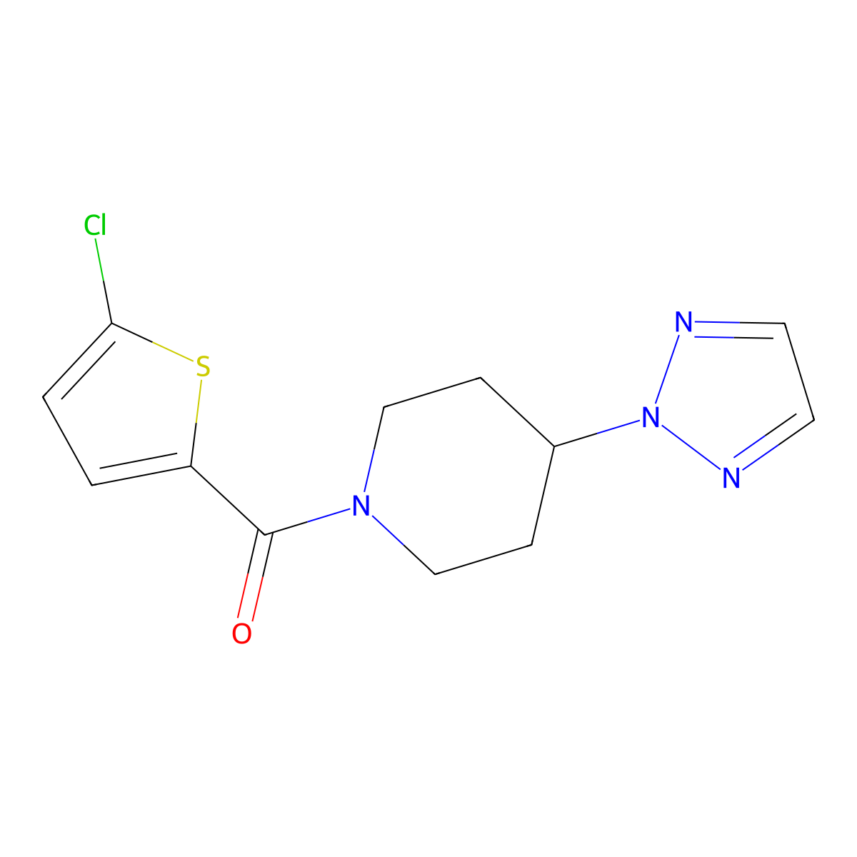 (4-(2H-1,2,3-triazol-2-yl)piperidin-1-yl)(5-chlorothiophen-2-yl)methanone molecular structure, CAS 2197751-99-6