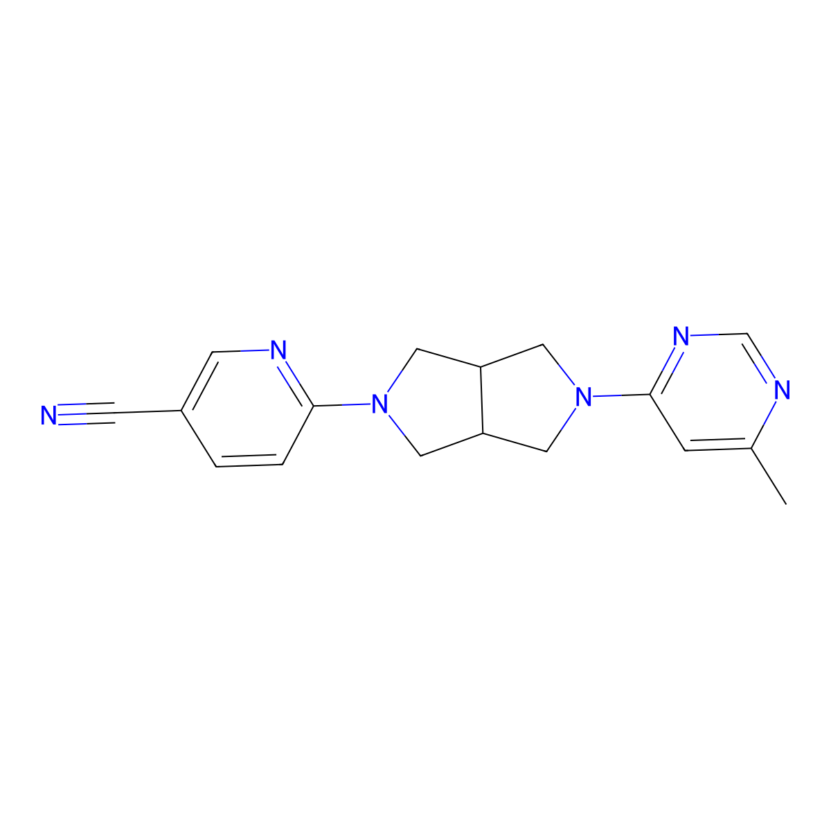 6-[5-(6-Methylpyrimidin-4-yl)-octahydropyrrolo[3,4-c]pyrrol-2-yl]pyridine-3-carbonitrile molecular structure, CAS 2197781-78-3
