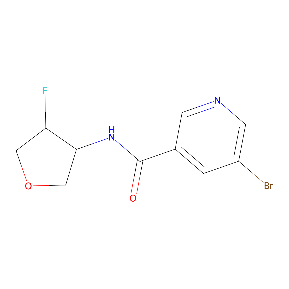 5-bromo-N-(4-fluorooxolan-3-yl)pyridine-3-carboxamide molecular structure, CAS 2197782-44-6