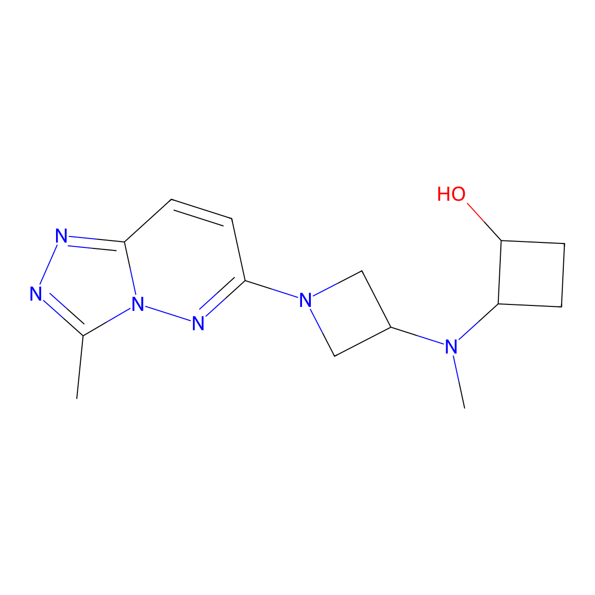 2-[Methyl(1-{3-methyl-[1,2,4]triazolo[4,3-b]pyridazin-6-yl}azetidin-3-yl)amino]cyclobutan-1-ol molecular structure, CAS 2197783-27-8