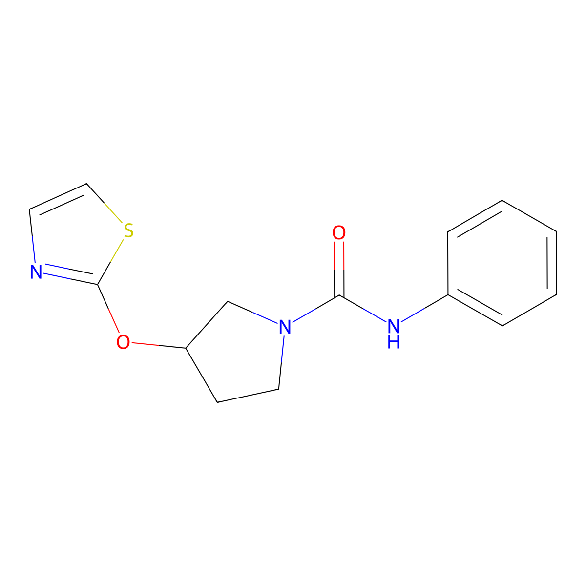 N-phenyl-3-(thiazol-2-yloxy)pyrrolidine-1-carboxamide molecular structure, CAS 2197783-82-5