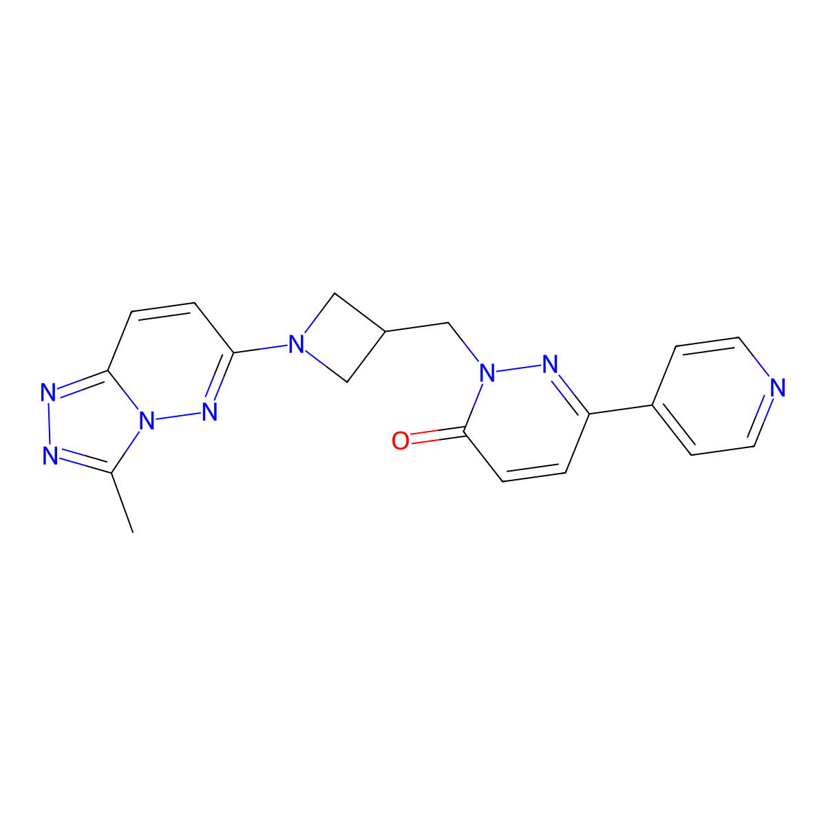 2-[(1-{3-Methyl-[1,2,4]triazolo[4,3-b]pyridazin-6-yl}azetidin-3-yl)methyl]-6-(pyridin-4-yl)-2,3-dihydropyridazin-3-one molecular structure, CAS 2197783-95-0