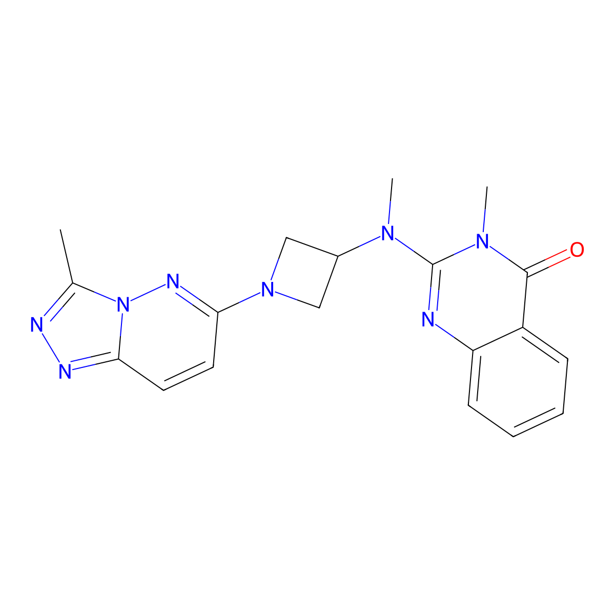 3-Methyl-2-[methyl(1-{3-methyl-[1,2,4]triazolo[4,3-b]pyridazin-6-yl}azetidin-3-yl)amino]-3,4-dihydroquinazolin-4-one molecular structure, CAS 2197785-10-5