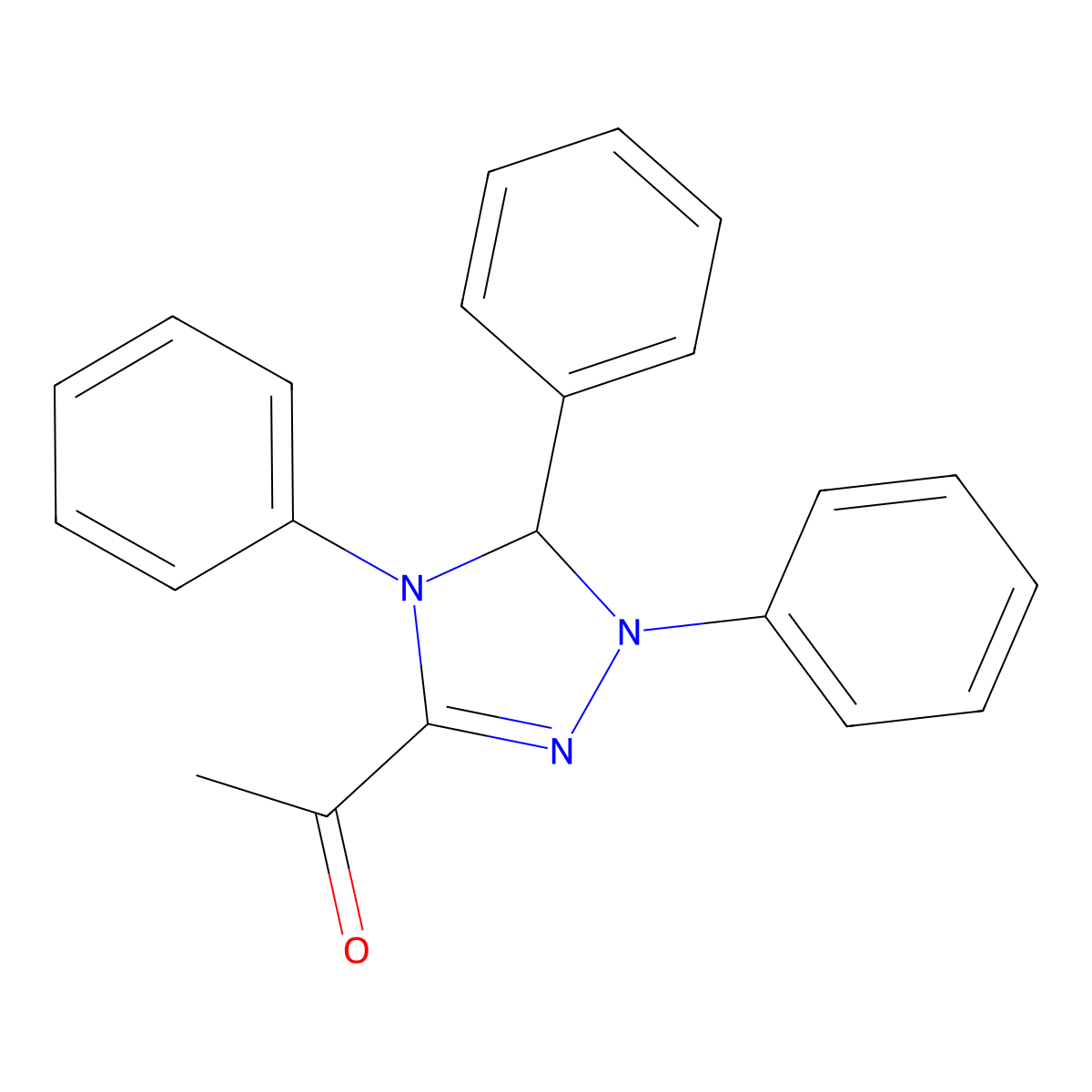 1-(1,4,5-triphenyl-4,5-dihydro-1H-1,2,4-triazol-3-yl)ethanone molecular structure, CAS 21978-76-7