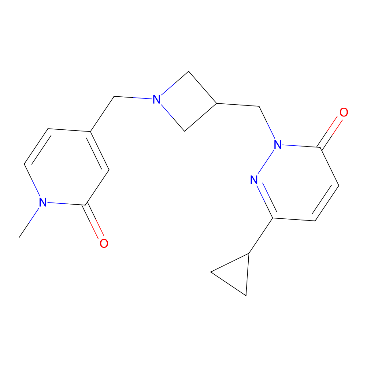 6-Cyclopropyl-2-({1-[(1-methyl-2-oxo-1,2-dihydropyridin-4-yl)methyl]azetidin-3-yl}methyl)-2,3-dihydropyridazin-3-one molecular structure, CAS 2197805-45-9