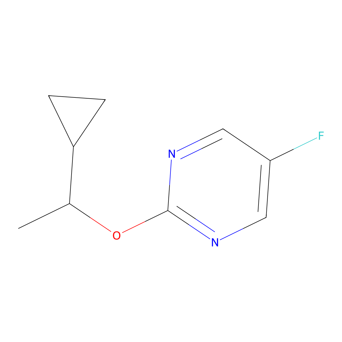 2-(1-Cyclopropylethoxy)-5-fluoropyrimidine molecular structure, CAS 2197806-40-7