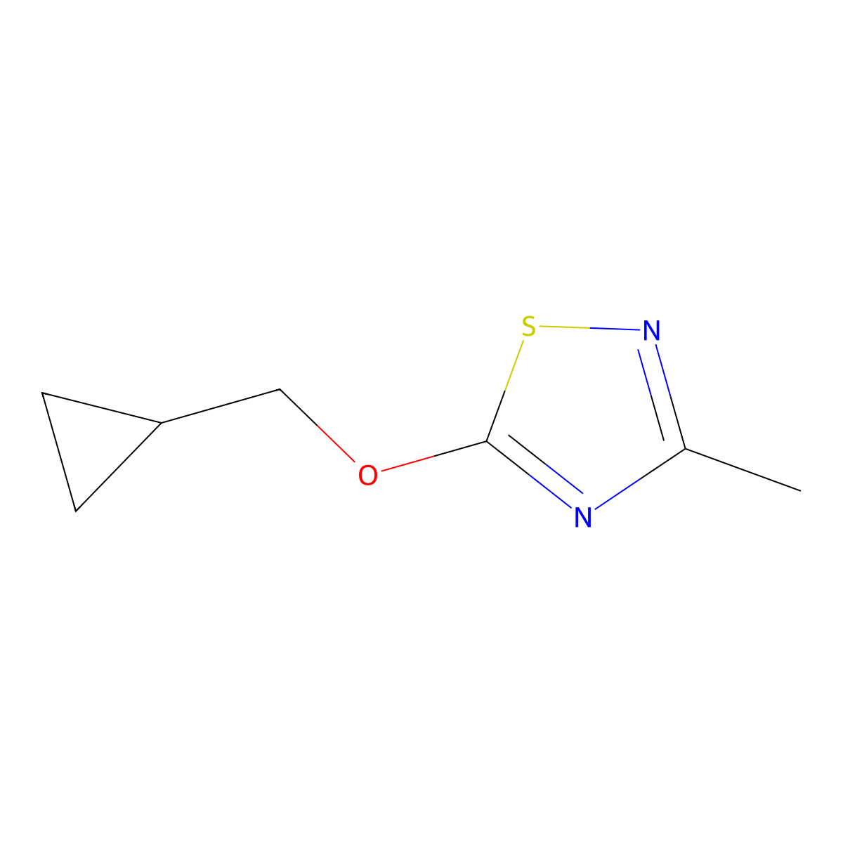 5-(Cyclopropylmethoxy)-3-methyl-1,2,4-thiadiazole molecular structure, CAS 2197806-82-7