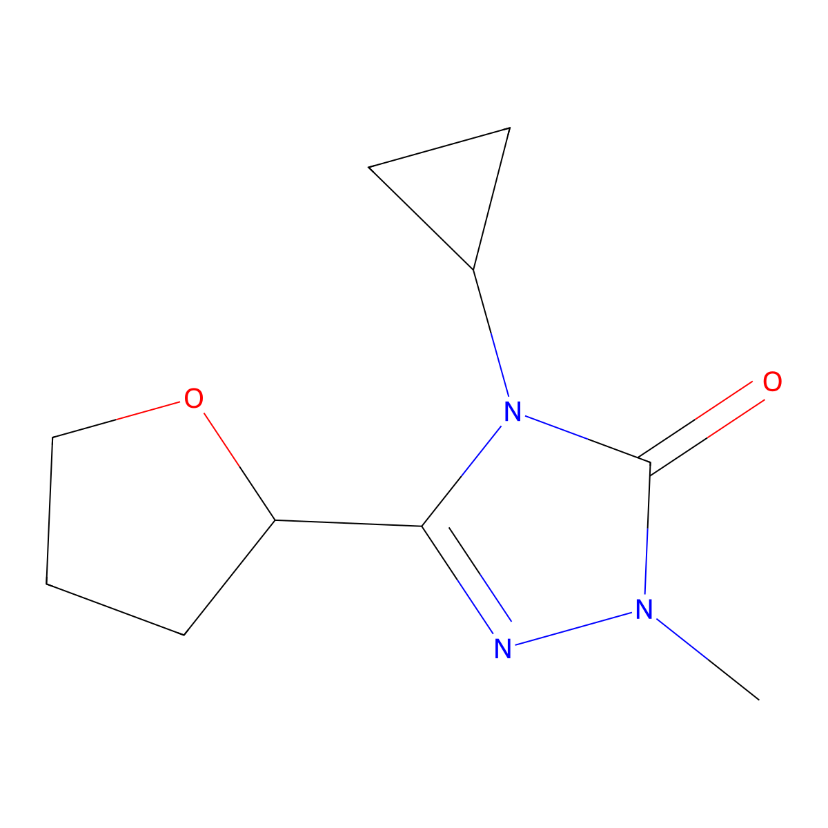 4-cyclopropyl-1-methyl-3-(oxolan-2-yl)-4,5-dihydro-1H-1,2,4-triazol-5-one molecular structure, CAS 2197811-23-5