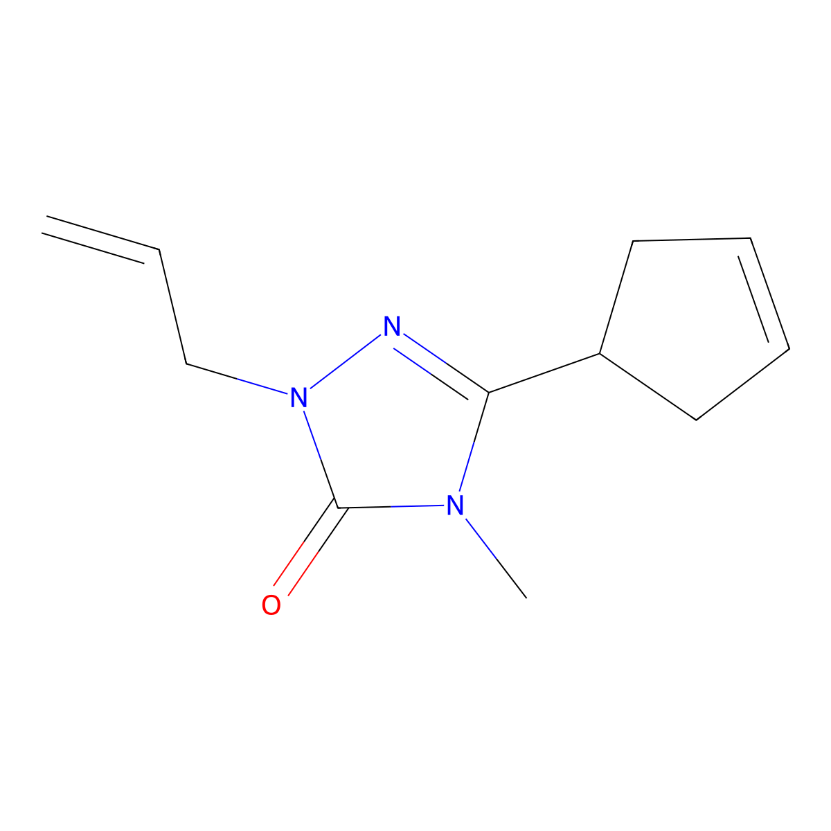 3-(cyclopent-3-en-1-yl)-4-methyl-1-(prop-2-en-1-yl)-4,5-dihydro-1H-1,2,4-triazol-5-one molecular structure, CAS 2197812-37-4
