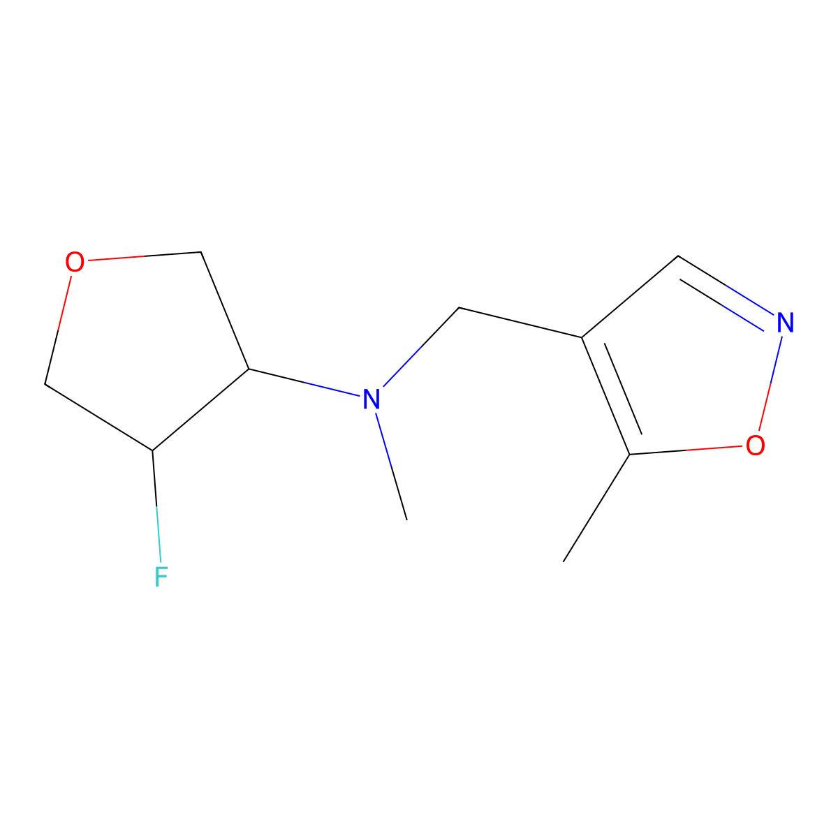 4-fluoro-N-methyl-N-[(5-methyl-1,2-oxazol-4-yl)methyl]oxolan-3-amine molecular structure, CAS 2197820-15-6