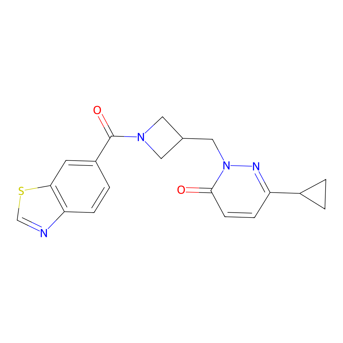 2-{[1-(1,3-Benzothiazole-6-carbonyl)azetidin-3-yl]methyl}-6-cyclopropyl-2,3-dihydropyridazin-3-one molecular structure, CAS 2197820-67-8