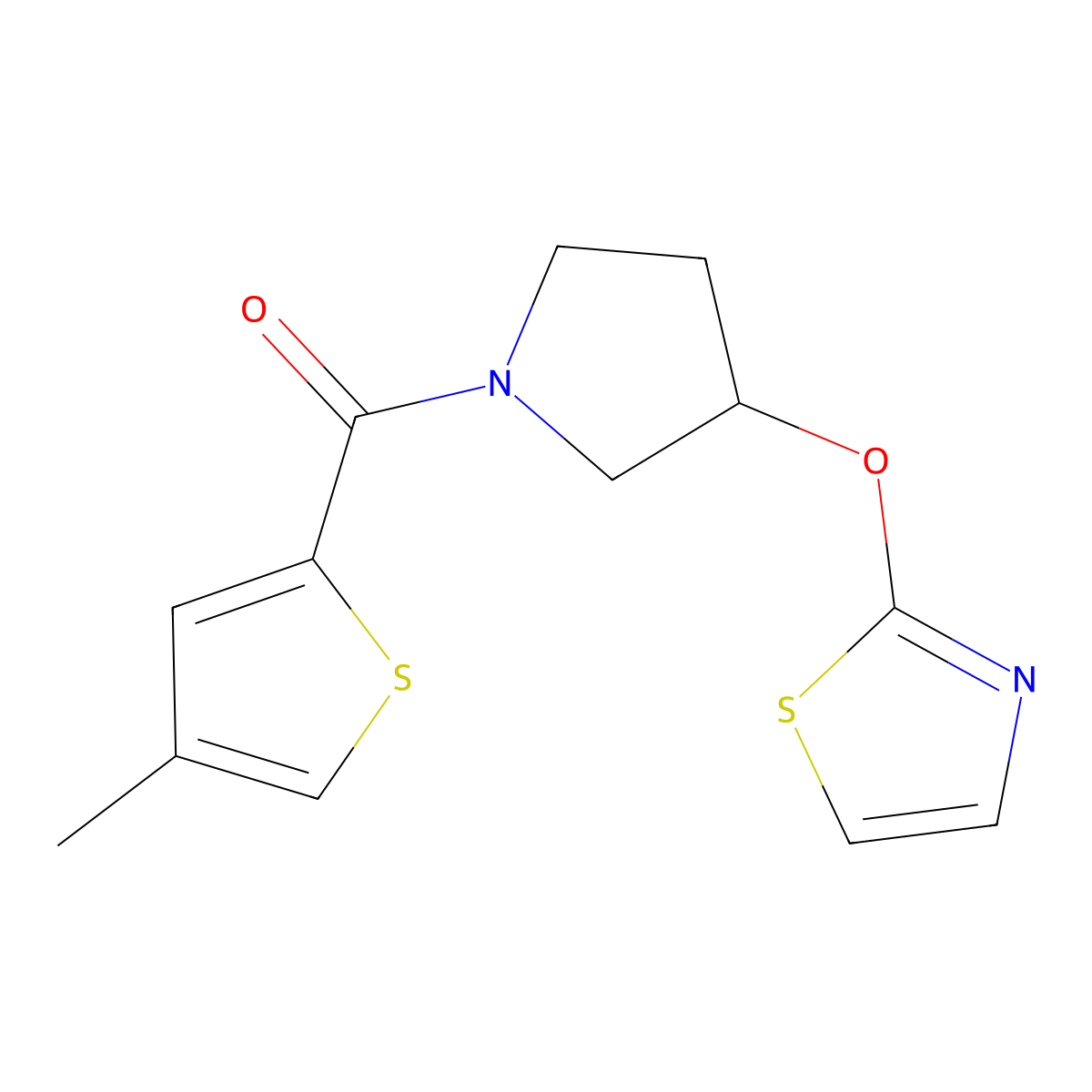 (4-Methylthiophen-2-yl)(3-(thiazol-2-yloxy)pyrrolidin-1-yl)methanone molecular structure, CAS 2197821-52-4