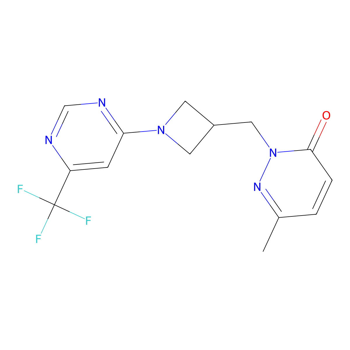 6-Methyl-2-({1-[6-(trifluoromethyl)pyrimidin-4-yl]azetidin-3-yl}methyl)-2,3-dihydropyridazin-3-one molecular structure, CAS 2197828-15-0