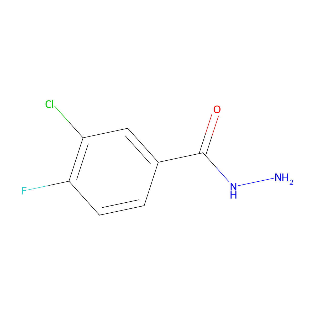 3-Chloro-4-fluorobenzohydrazide molecular structure, CAS 219783-75-2