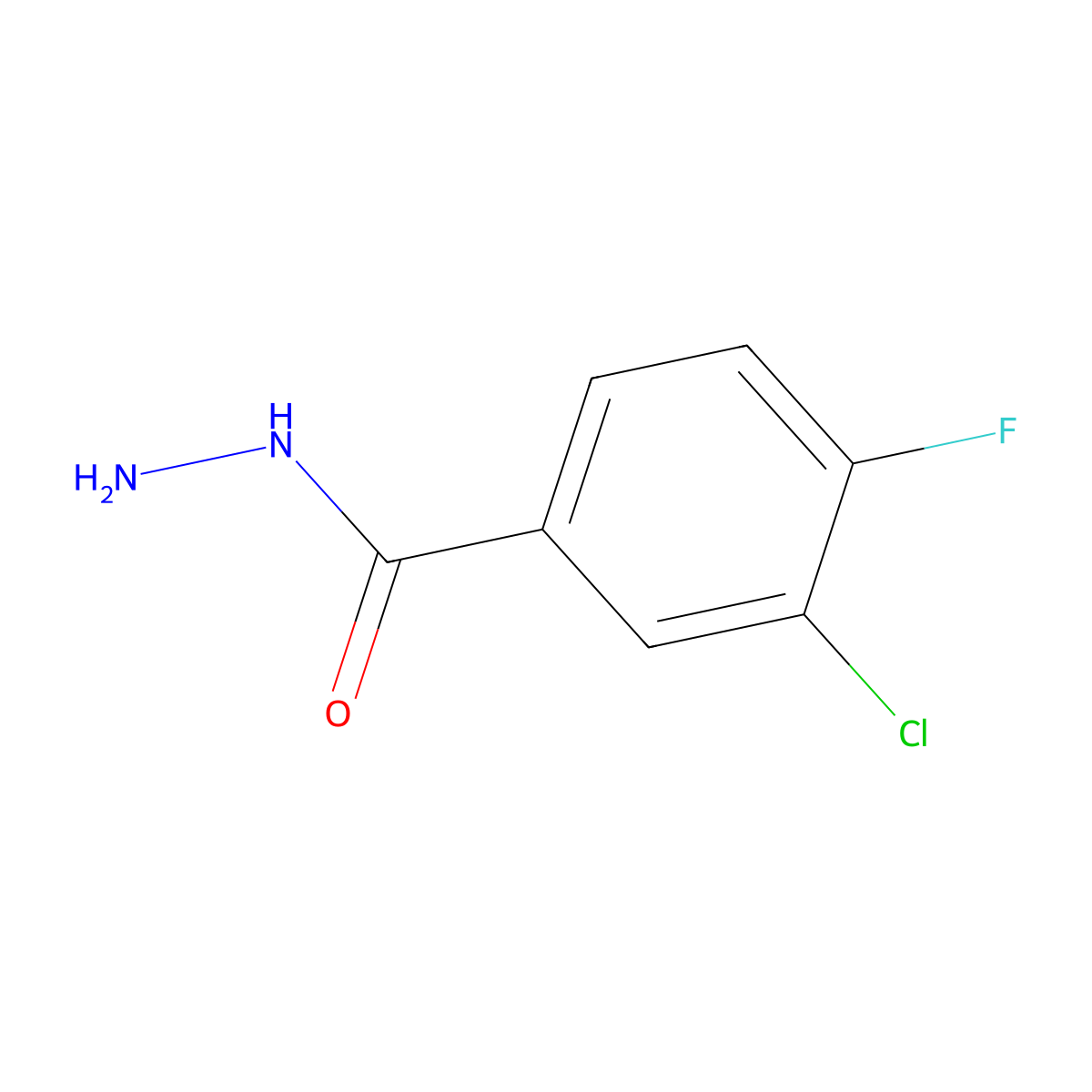 3-Chloro-4-fluorobenzohydrazide molecular structure, CAS 219783-75-2