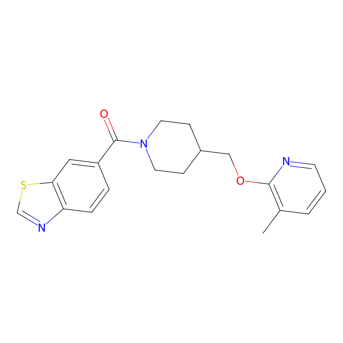 6-(4-{[(3-Methylpyridin-2-yl)oxy]methyl}piperidine-1-carbonyl)-1,3-benzothiazole molecular structure, CAS 2197852-52-9