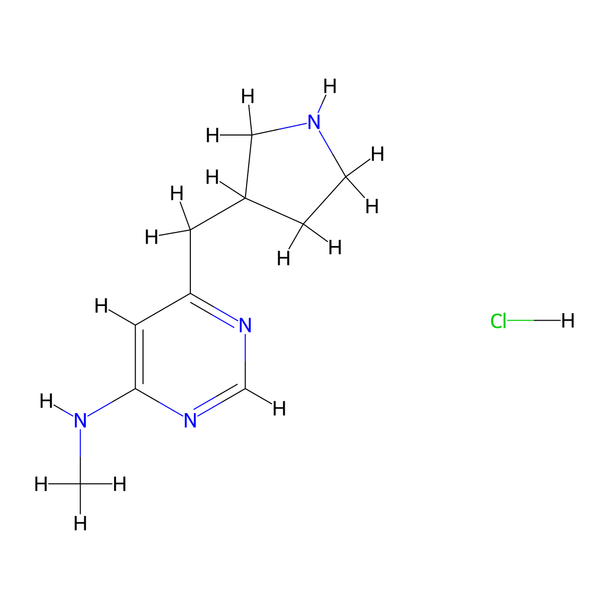 N-Methyl-6-(pyrrolidin-3-ylmethyl)pyrimidin-4-amine hydrochloride molecular structure, CAS 2197854-91-2