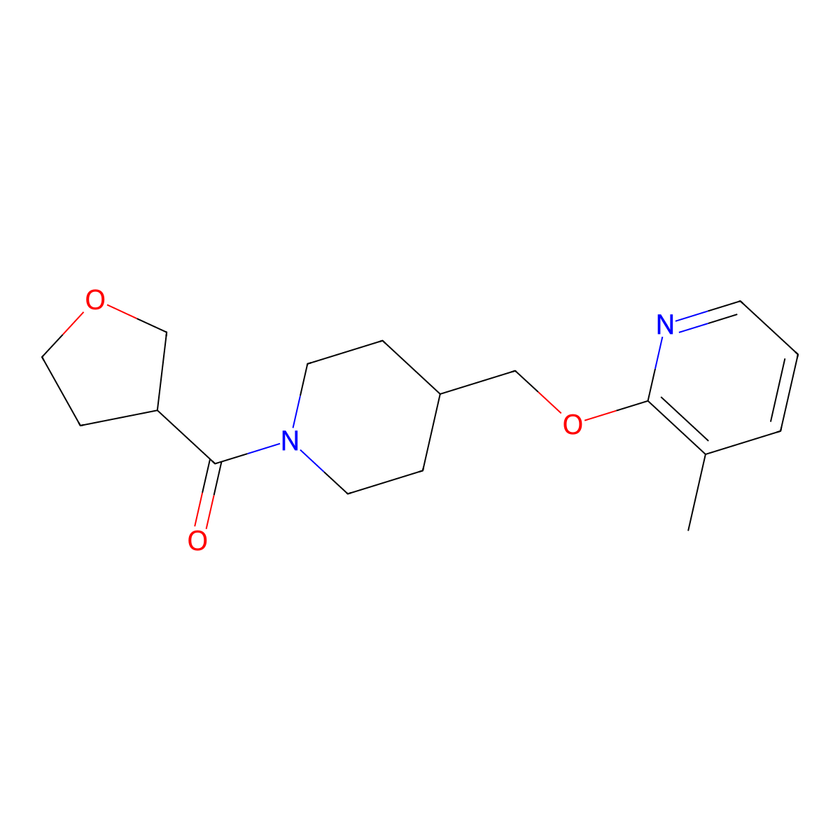 3-Methyl-2-{[1-(oxolane-3-carbonyl)piperidin-4-yl]methoxy}pyridine molecular structure, CAS 2197876-98-3