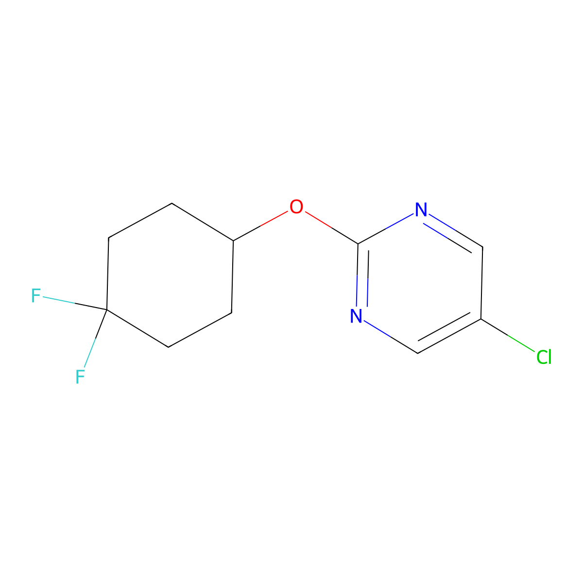 5-Chloro-2-[(4,4-difluorocyclohexyl)oxy]pyrimidine molecular structure, CAS 2197877-84-0