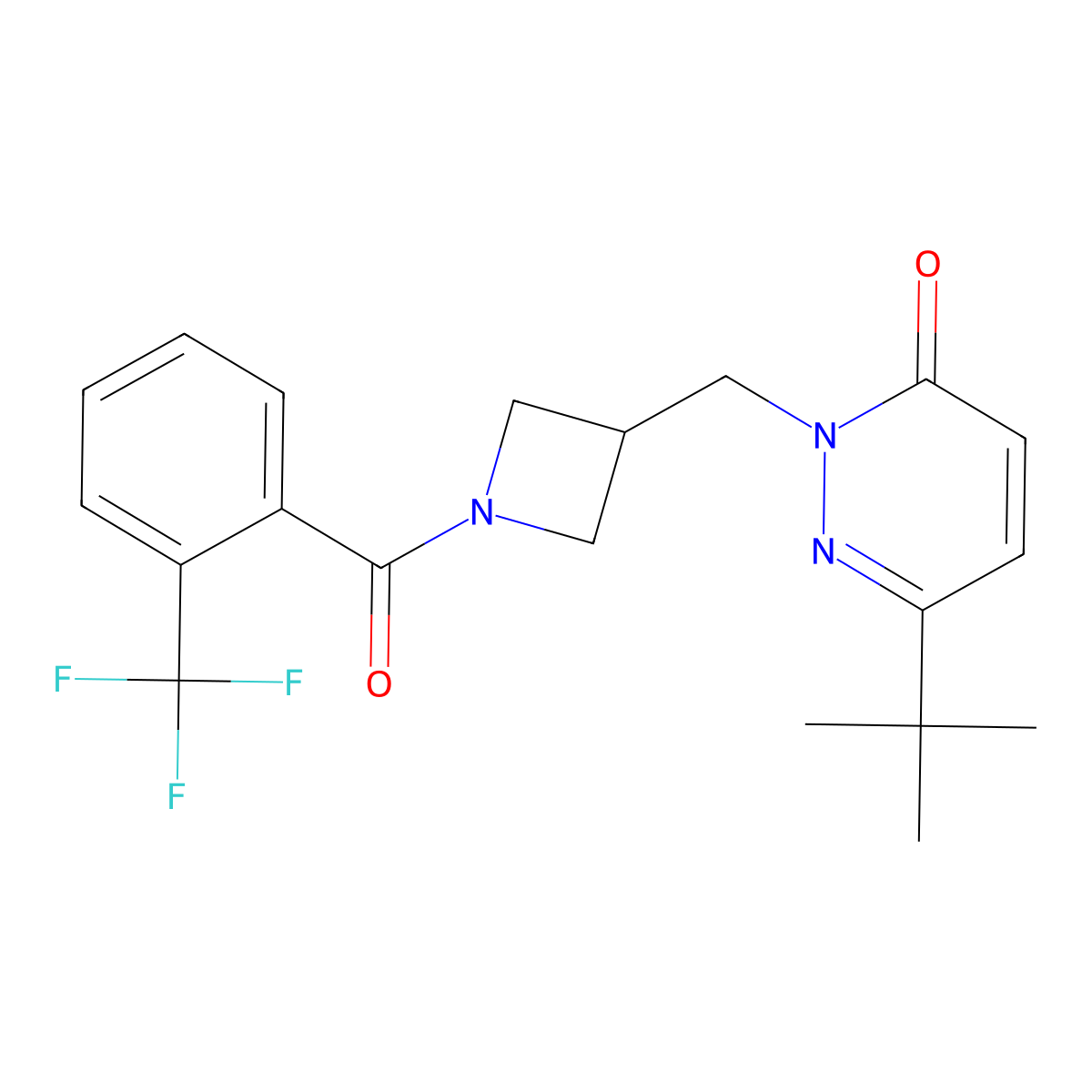 6-Tert-butyl-2-({1-[2-(trifluoromethyl)benzoyl]azetidin-3-yl}methyl)-2,3-dihydropyridazin-3-one molecular structure, CAS 2197884-09-4