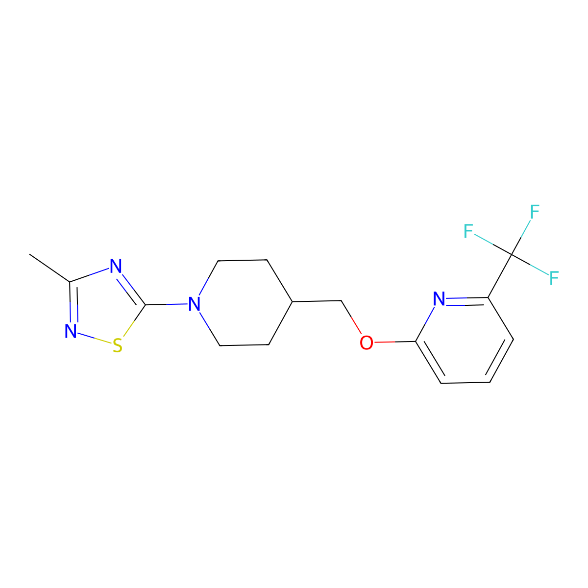 2-{[1-(3-Methyl-1,2,4-thiadiazol-5-yl)piperidin-4-yl]methoxy}-6-(trifluoromethyl)pyridine molecular structure, CAS 2197884-52-7