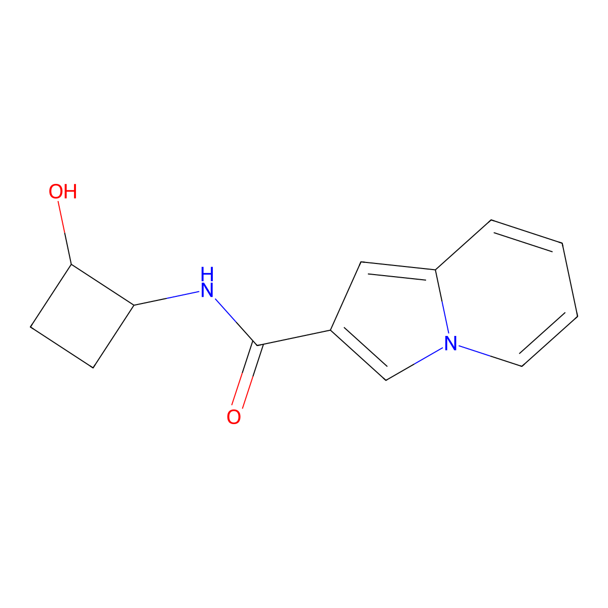 N-(2-hydroxycyclobutyl)indolizine-2-carboxamide molecular structure, CAS 2197884-90-3